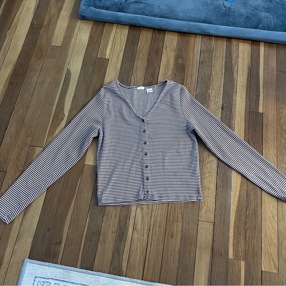 Levi's Brown and White Striped Top